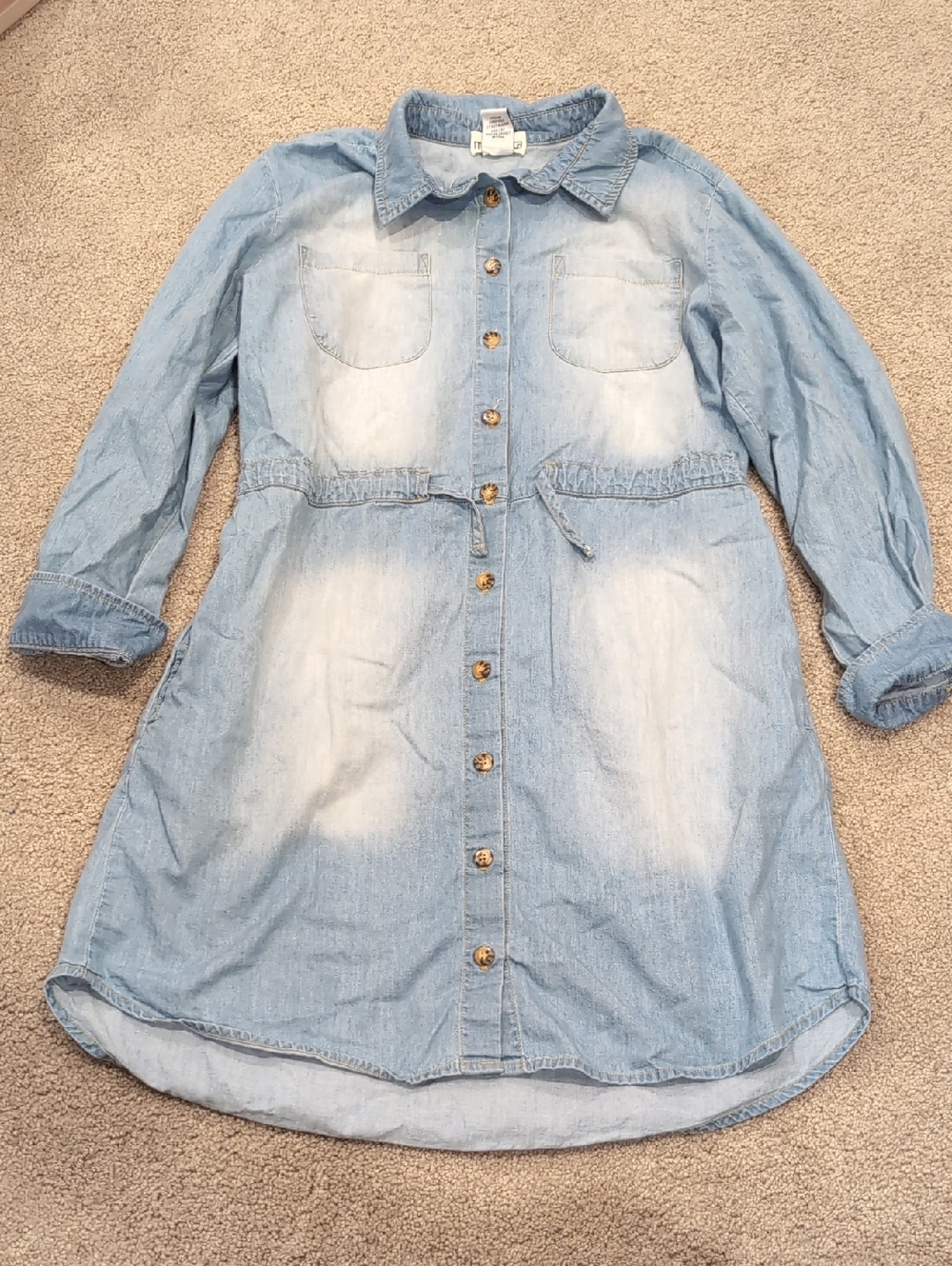 Mia Chica Faded Light Blue Denim Dress